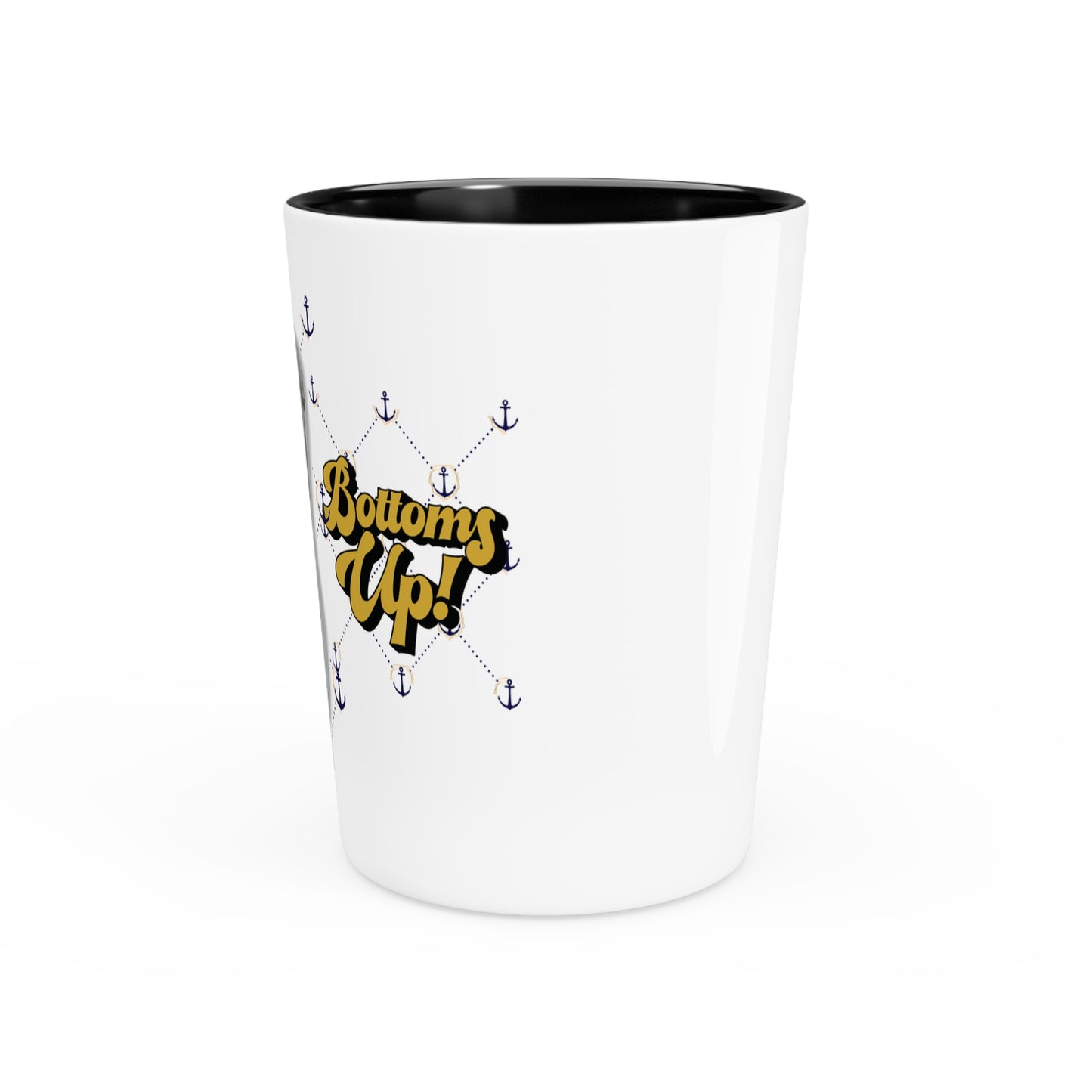 Vintage Sailor Girl Artwork and BOTTOMS UP - Ceramic Shot Glass