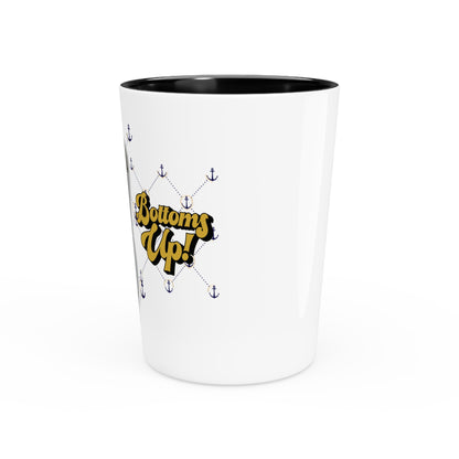 Vintage Sailor Girl Artwork and BOTTOMS UP - Ceramic Shot Glass