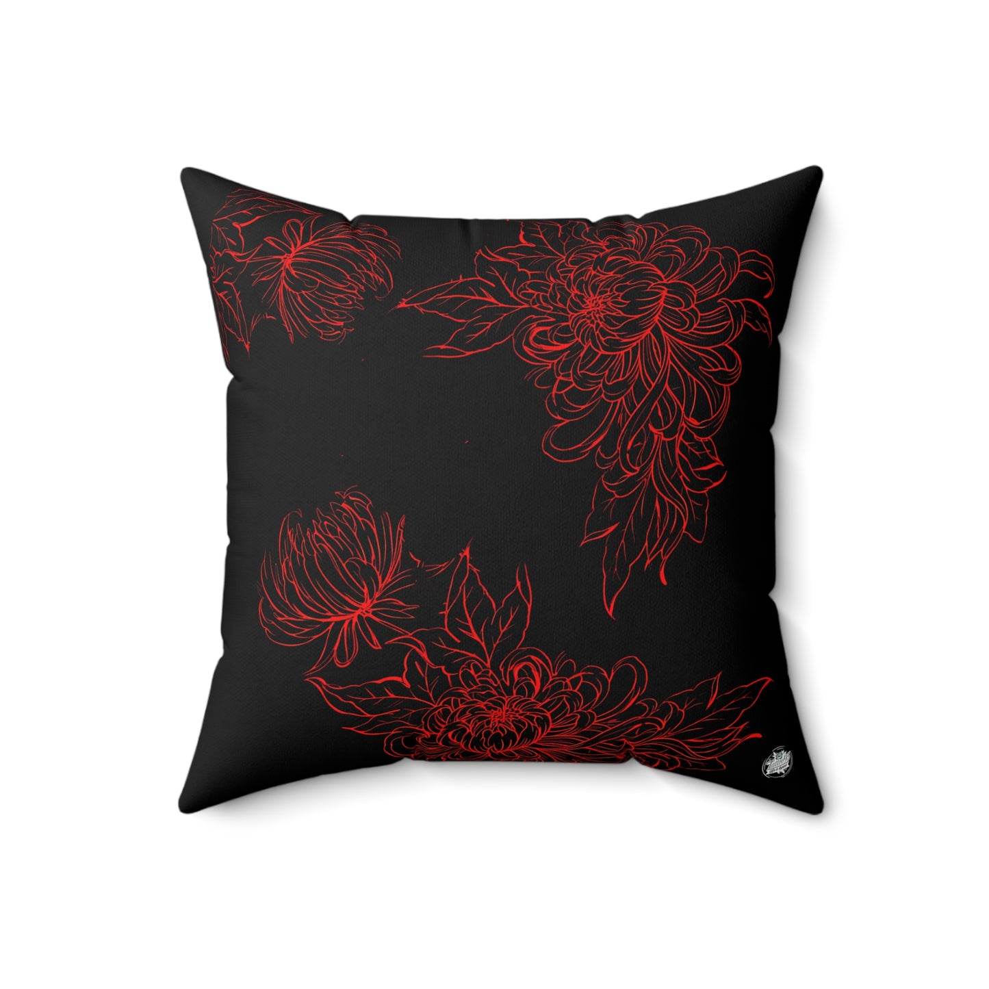 Moth Tattoo Art Pillow — Black Double-Sided Spun Polyester Decorative Pillow