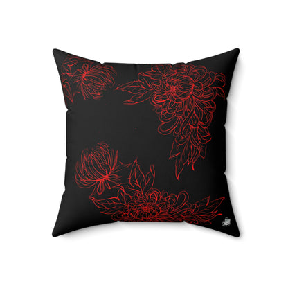 Moth Tattoo Art Pillow — Black Double-Sided Spun Polyester Decorative Pillow