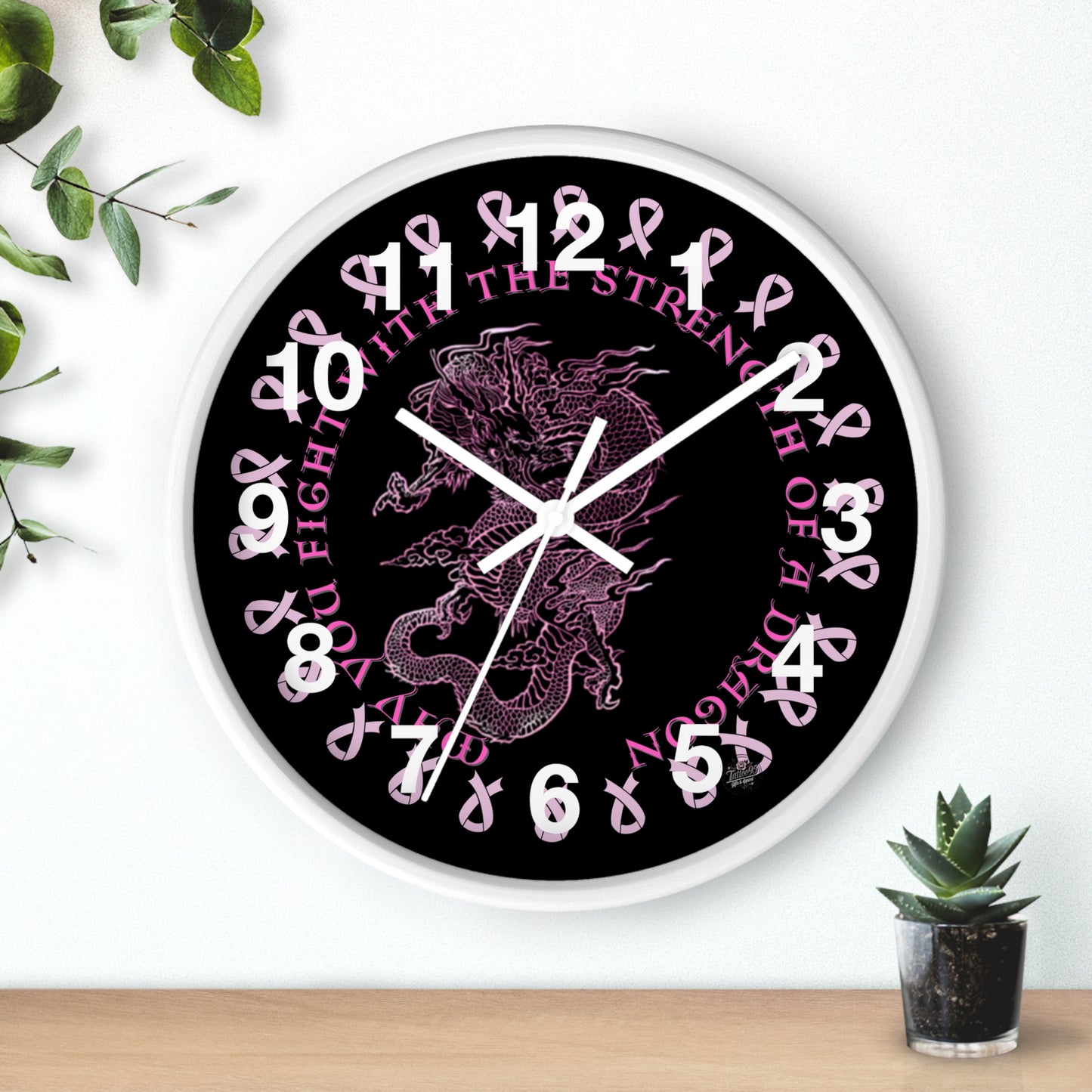 Dragon Strength - Wall Clock Black Background