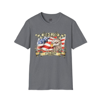Eagle Tattoo T-Shirt with Flag & Lady Liberty – Happy 250th Birthday USA