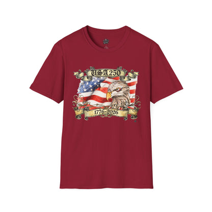 Eagle Tattoo T-Shirt with Flag & Lady Liberty – Happy 250th Birthday USA