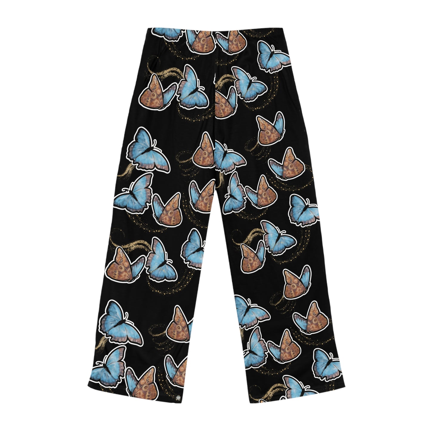 Blue Morphis Butterfly - Pajama Pants — Tattoo-Style All-Over Print