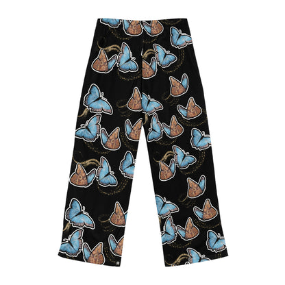 Blue Morphis Butterfly - Pajama Pants — Tattoo-Style All-Over Print