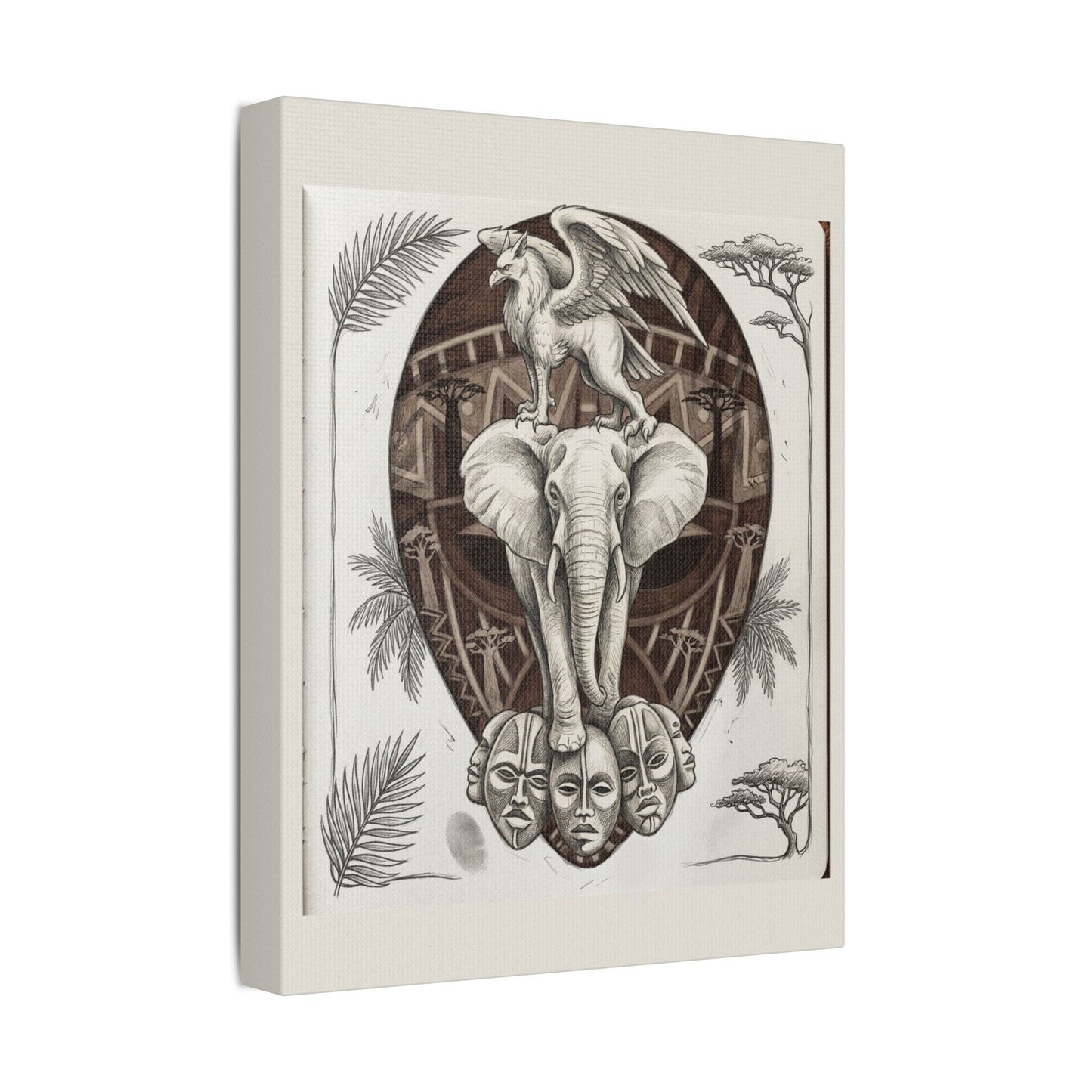 African-Inspired Totem Tattoo - Satin Canvas Print — 11" x 14" Wall Art