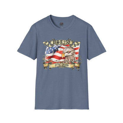 Eagle Tattoo T-Shirt with Flag & Lady Liberty – Happy 250th Birthday USA