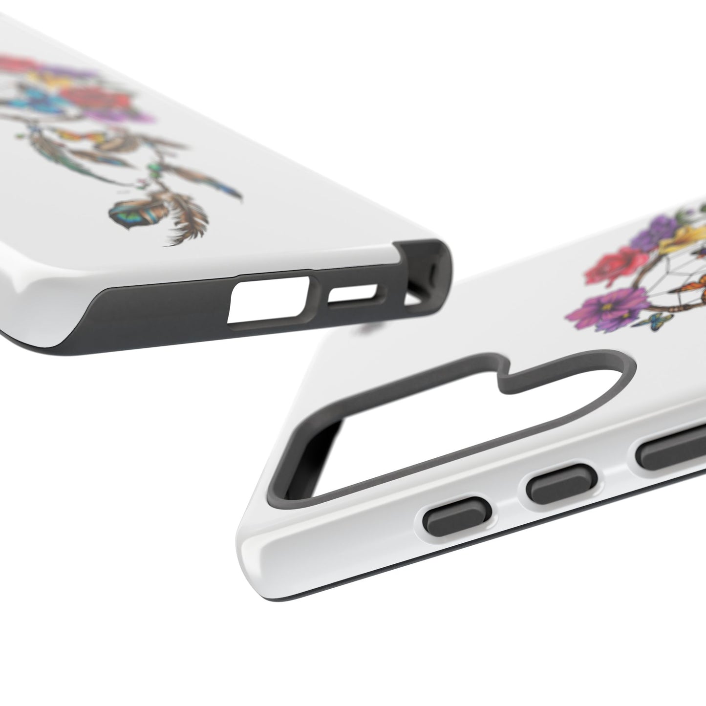 Dreamcatcher &  Butterflies White — Tough Galaxy S10-S25 Series Protective Cover