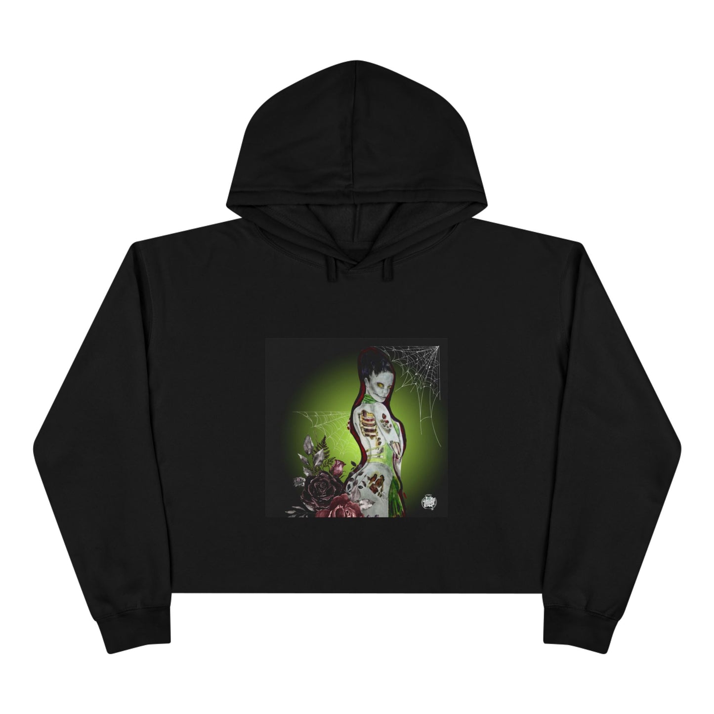 Zombie Lady Deadrah - Crop Hoodie Sweatshirt Gothic Black