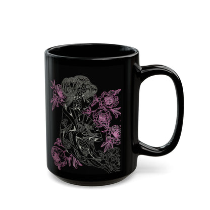 Flowing Geisha Tattoo - Coffee Mug — 11oz & 15oz - Black Background