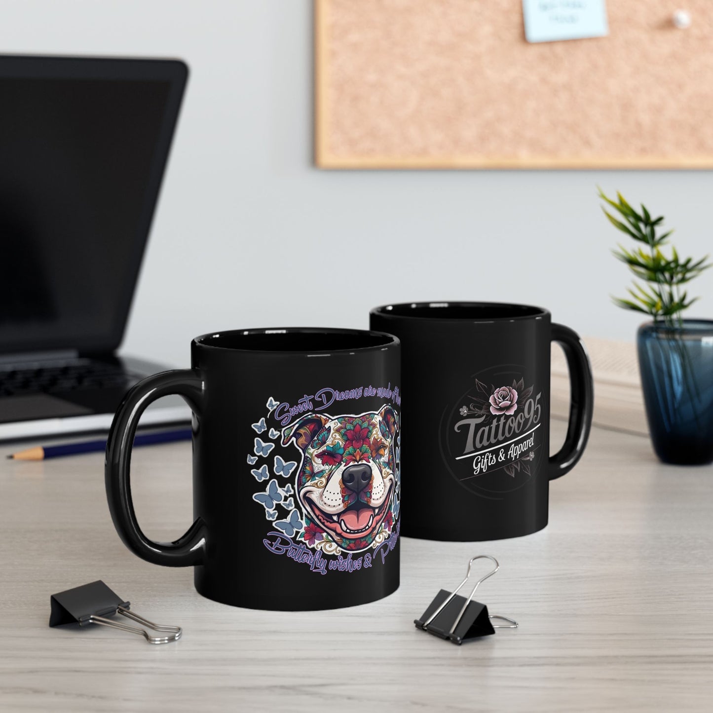 Pitbull Tattoo Art Black Mug — Nikki Thompson (11oz & 15oz)