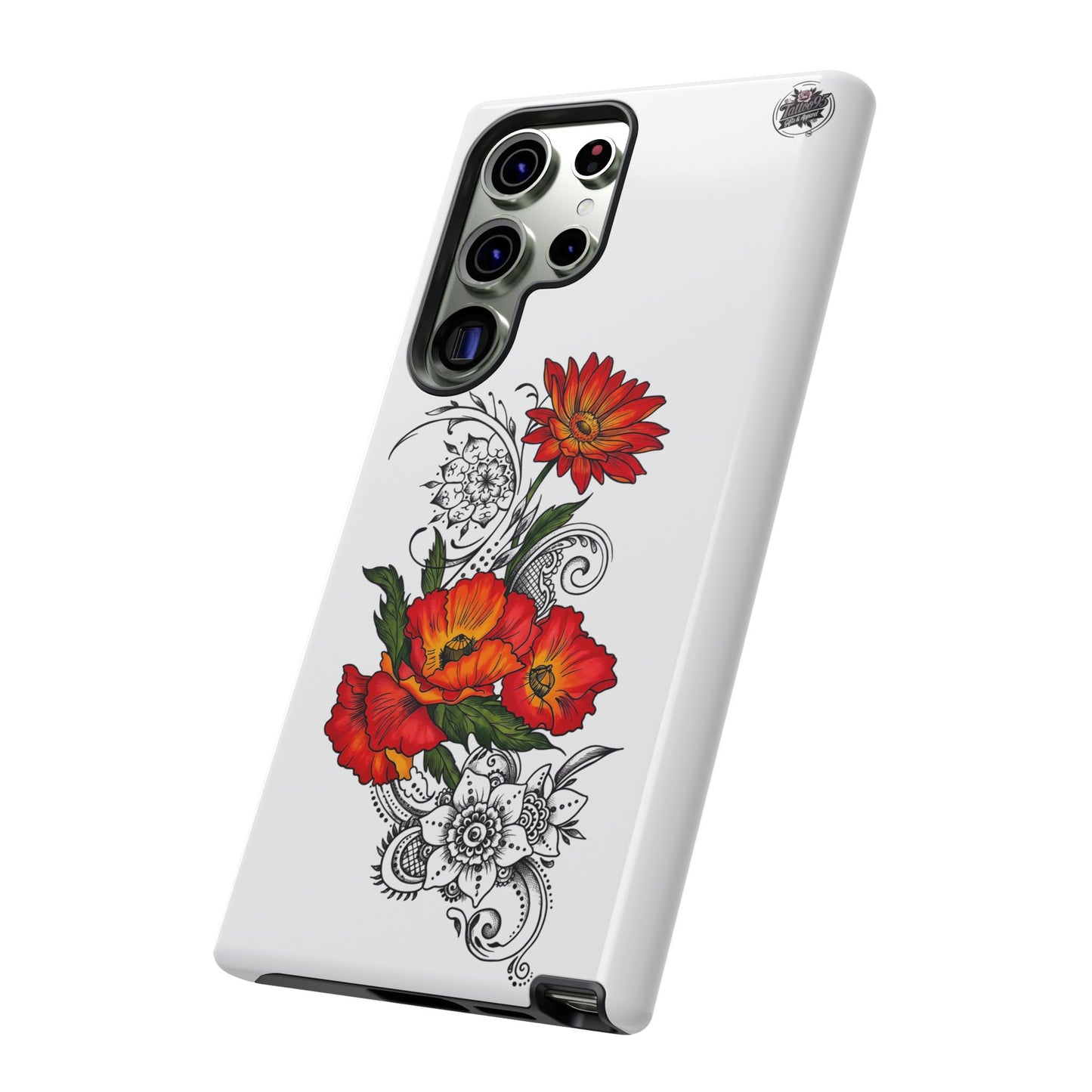 Floral Red Poppy - Tough Galaxy Phone Case Series S10-S25 Series