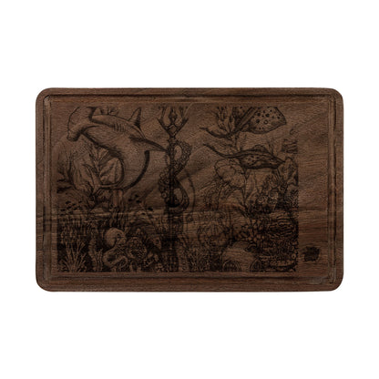 Ocean Underwater Journey Tattoo Engraved Cutting Board — Underwater Journey Wood Paddle & Rectangular