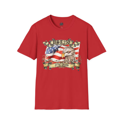 Eagle Tattoo T-Shirt with Flag & Lady Liberty – Happy 250th Birthday USA