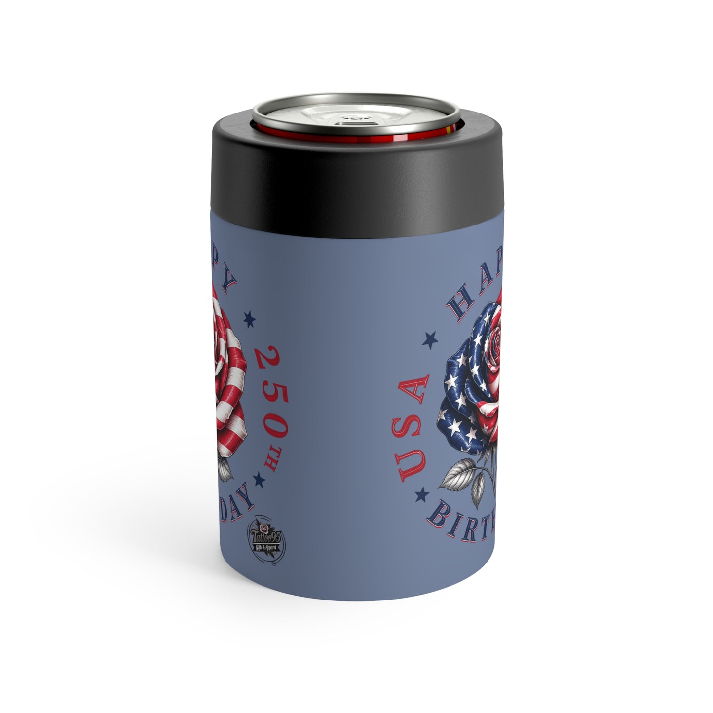 Red White & Blue Rose Can Holder — "Happy 250th Birthday America"