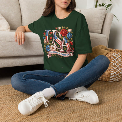 Floral USA 250th T-Shirt — Happy Birthday America