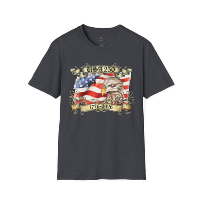 Eagle Tattoo T-Shirt with Flag & Lady Liberty – Happy 250th Birthday USA