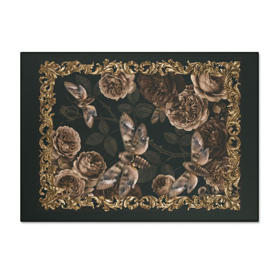 Vintage Floral Muted Moths Chenille Rug (60" x 84") — Washable Decorative Area Rug