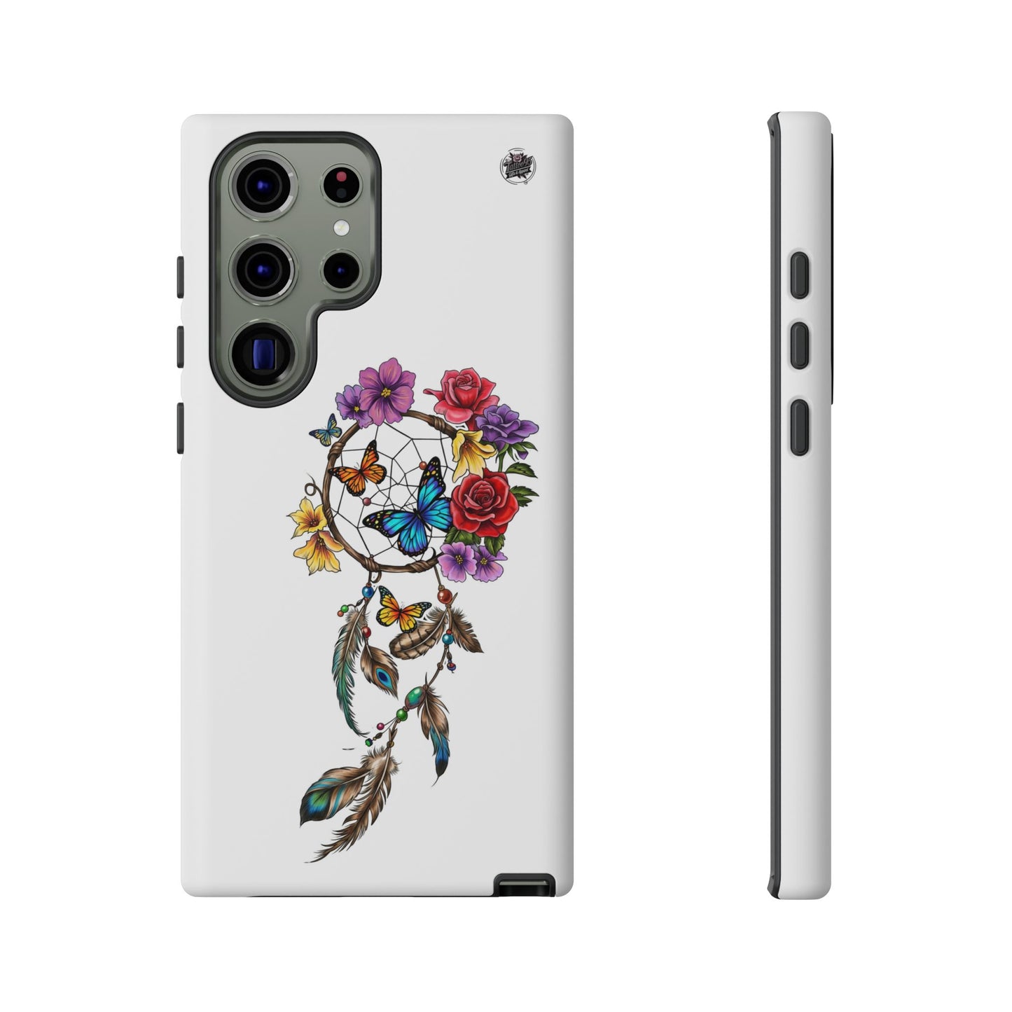 Dreamcatcher &  Butterflies White — Tough Galaxy S10-S25 Series Protective Cover