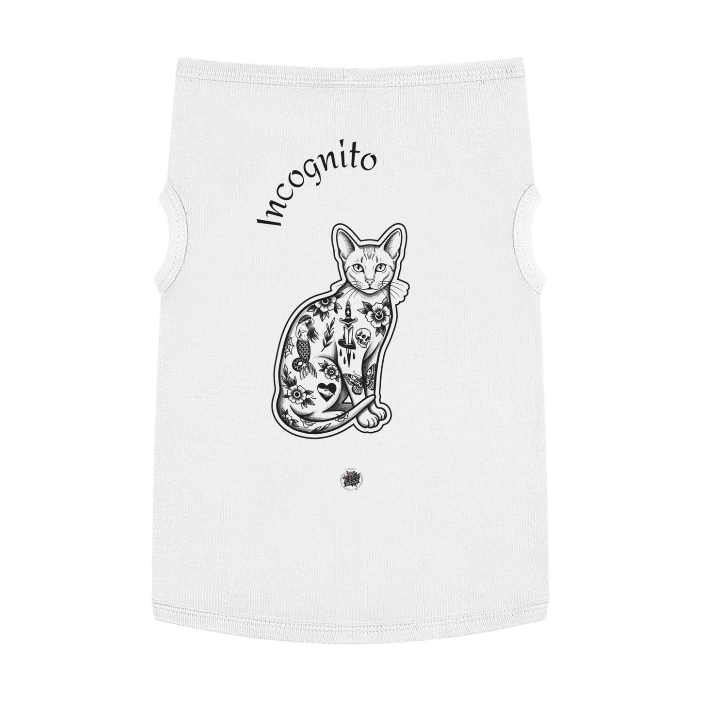 Incognito Tattoo Cat Pet Tank Top — Funny 'Incognito' Graphic Tank for Large Dogs
