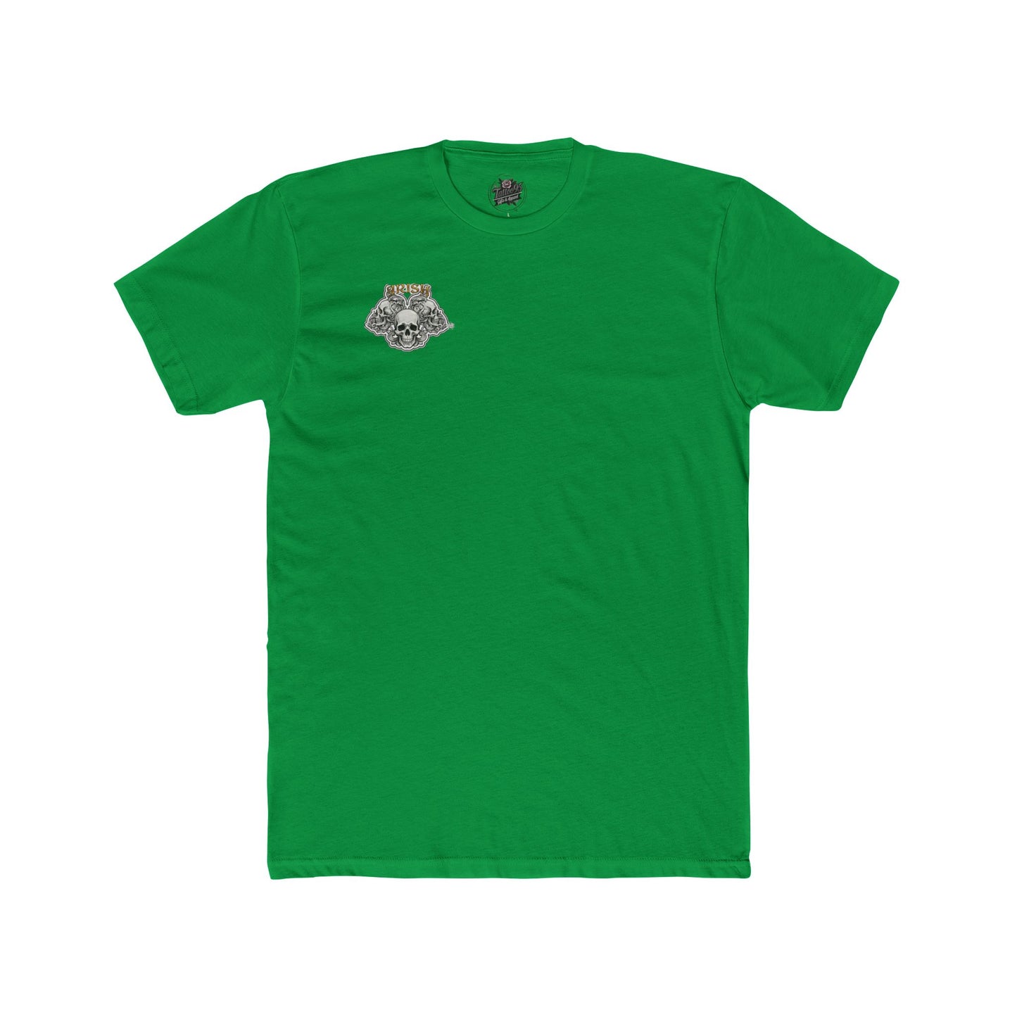 Irish Skull St. Paddy’s Day Tee — Relaxed Fit Crew with Back Tattoo Artwork