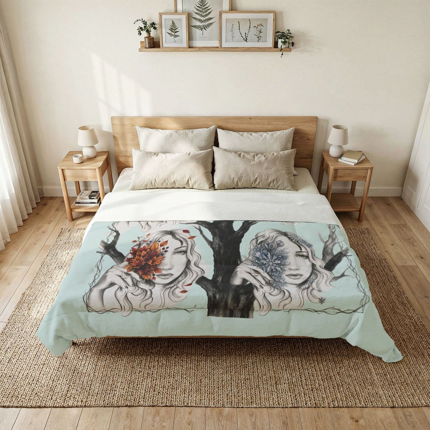 4 Seasons Celtic Ladies Cotton Comforter - Soft White Down Alternative Duvet - Celtic Art Style Bedding