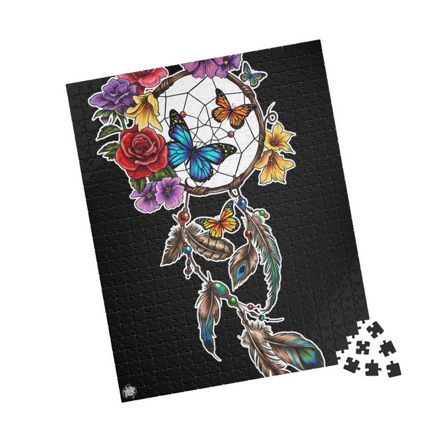 Dreamcatcher & Butterflies Puzzle — Vibrant Tattoo Artwork (110–1014 pcs)