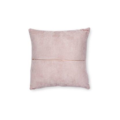 Skulls and Roses - Square Pillow - Pink Back cruelty-free faux suede