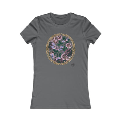 Purple Moths & Roses Women's Slim Fit Tee — Original Tattoo Artwork