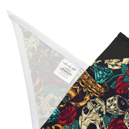 Skull & Roses Crown Pet Bandana — Edgy Rocker Dog Scarf