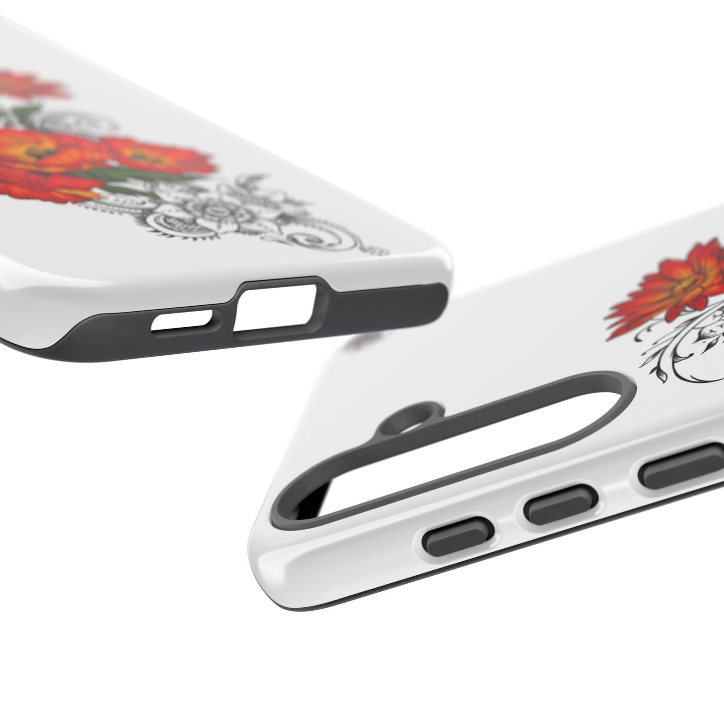 Floral Red Poppy - Tough Galaxy Phone Case Series S10-S25 Series