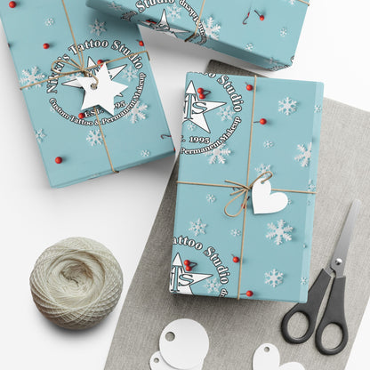 Nikki's Tattoo Studio Holiday Gift Wrapping (Matte or Satin) Snowflakes & Cherries Artwork