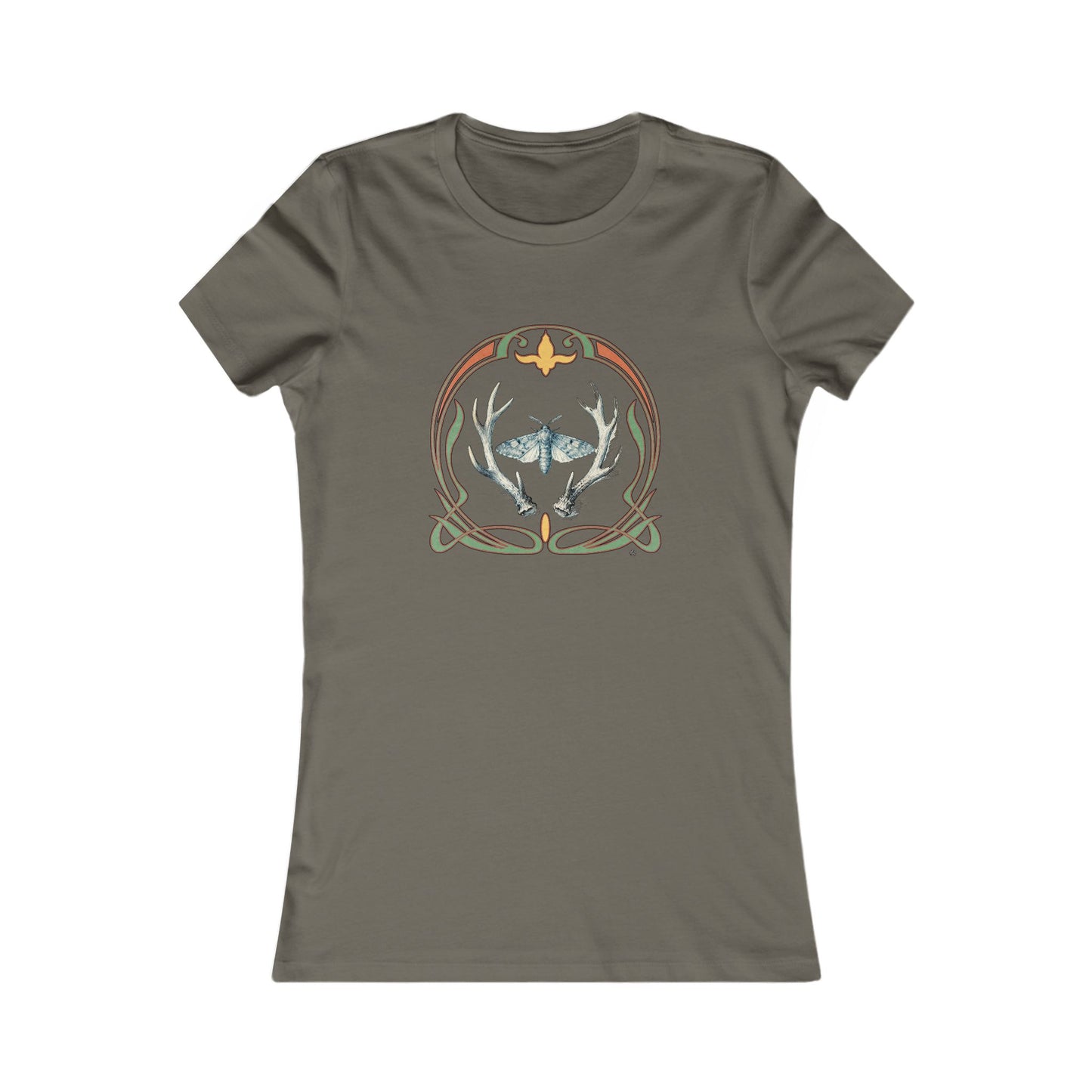 Moth & Antlers Tattoo Design - Women’s Tee — Slim Fit Favorite