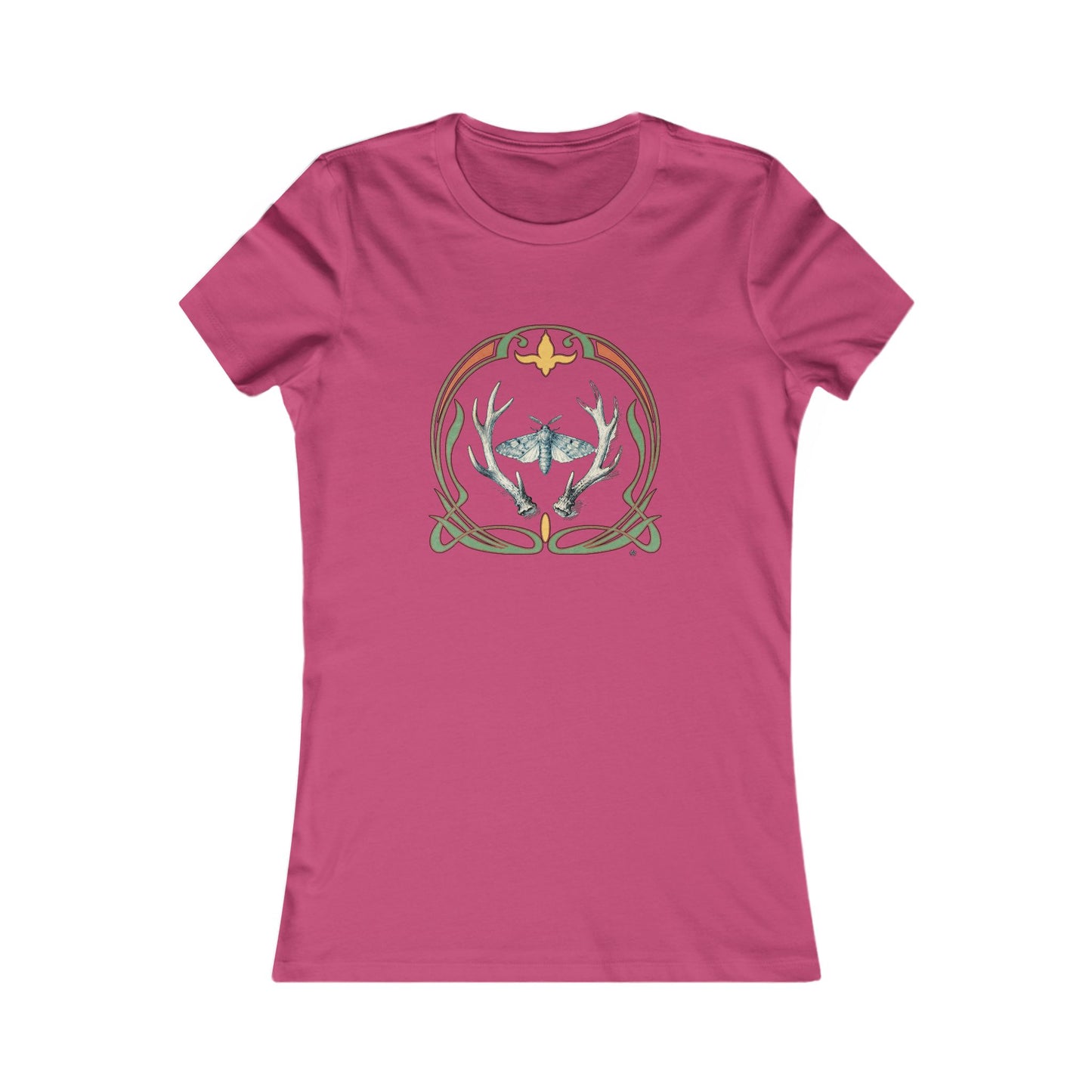 Moth & Antlers Tattoo Design - Women’s Tee — Slim Fit Favorite