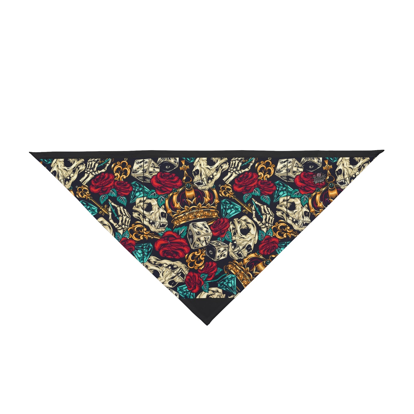 Skull & Roses Crown Pet Bandana — Edgy Rocker Dog Scarf