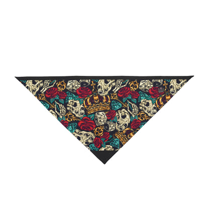 Skull & Roses Crown Pet Bandana — Edgy Rocker Dog Scarf