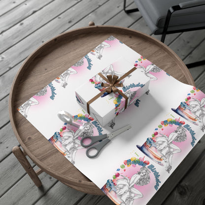 Gift Wrapping Paper, BIRTHDAY Pretty Bunny Pin Up