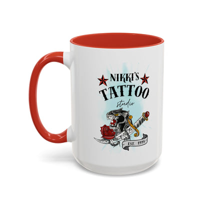 Nikki's Tattoo Studio Collection - Panther Dagger Rose - Ceramic Mug