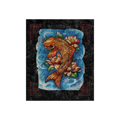 Koi Fish - Crushed Velvet Blanket (50" x 60")