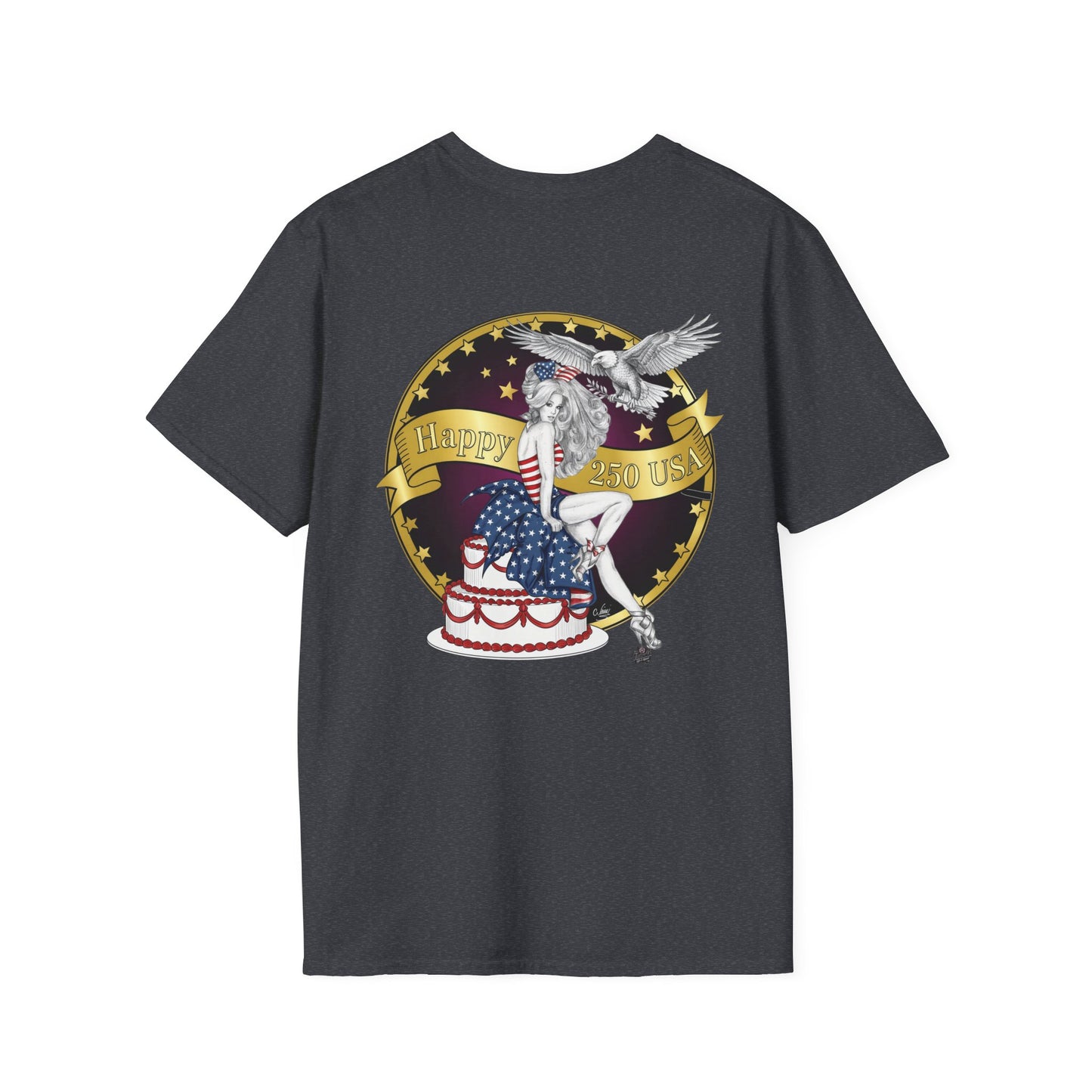 Eagle Tattoo T-Shirt with Flag & Lady Liberty – Happy 250th Birthday USA