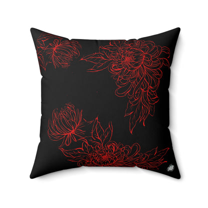 Moth Tattoo Art Pillow — Black Double-Sided Spun Polyester Decorative Pillow