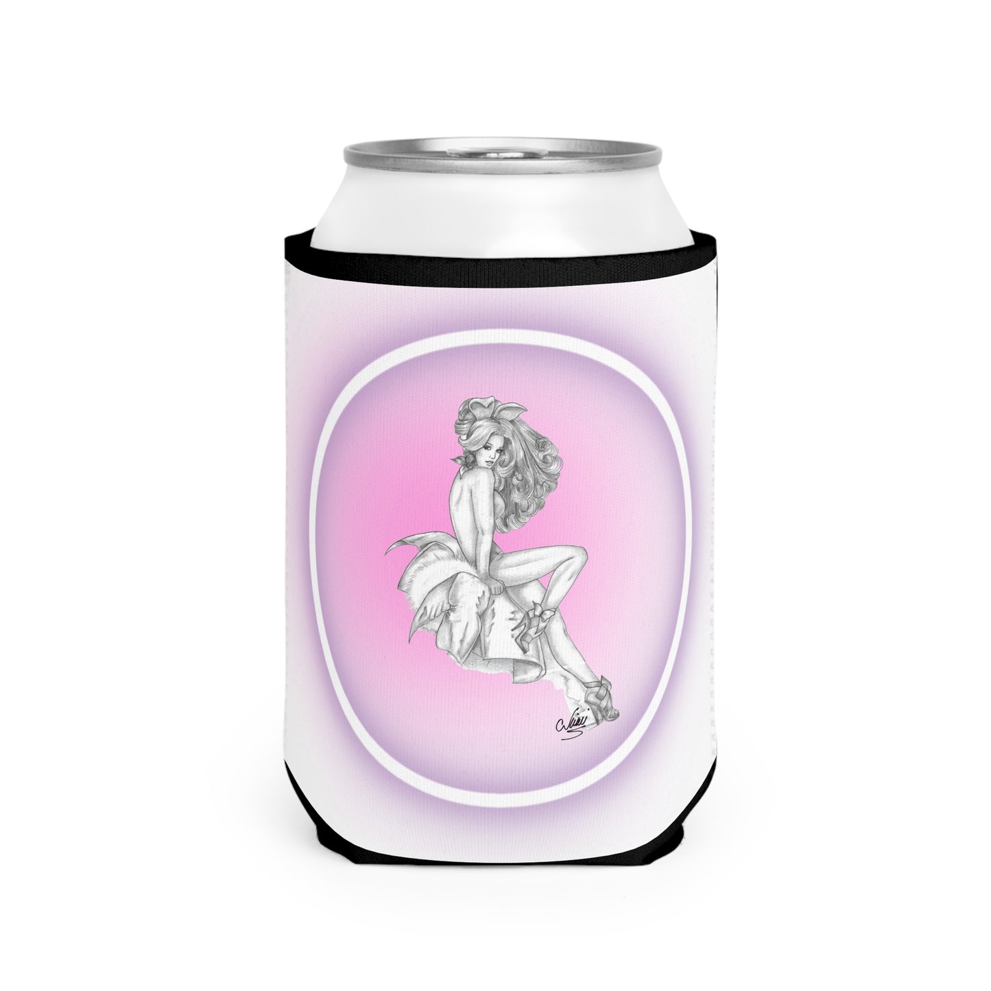 Pretty Bunny Vintage Artwork - Can Cooler Sleeve
