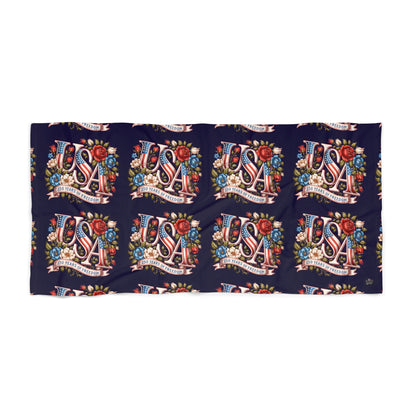 Floral USA 250th Year Birthday Beach Towel — Small & Large