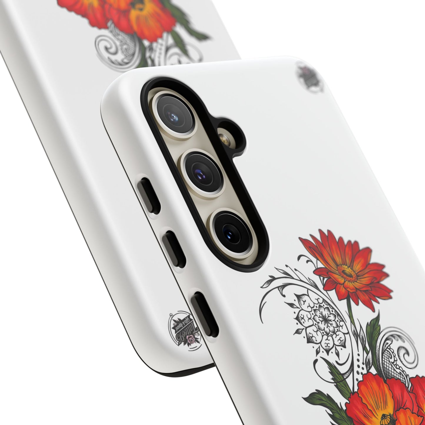 Floral Red Poppy - Tough Galaxy Phone Case Series S10-S25 Series