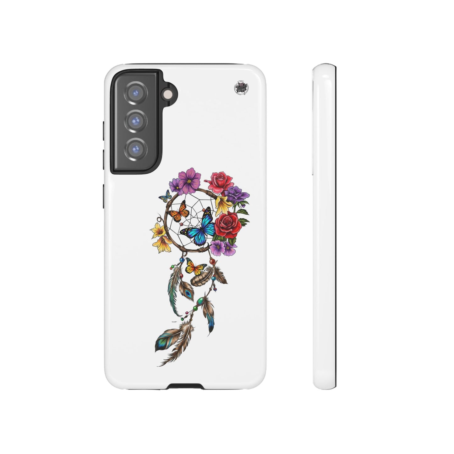 Dreamcatcher &  Butterflies White — Tough Galaxy S10-S25 Series Protective Cover