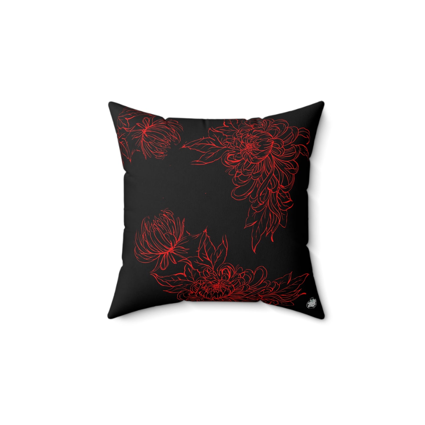 Moth Tattoo Art Pillow — Black Double-Sided Spun Polyester Decorative Pillow