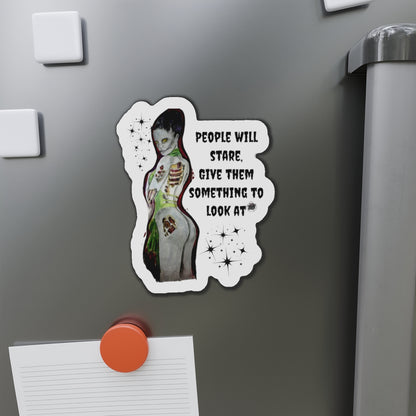 Zombie Lady Deadrah - Give Them Something to Look At - Die Cut Magnet