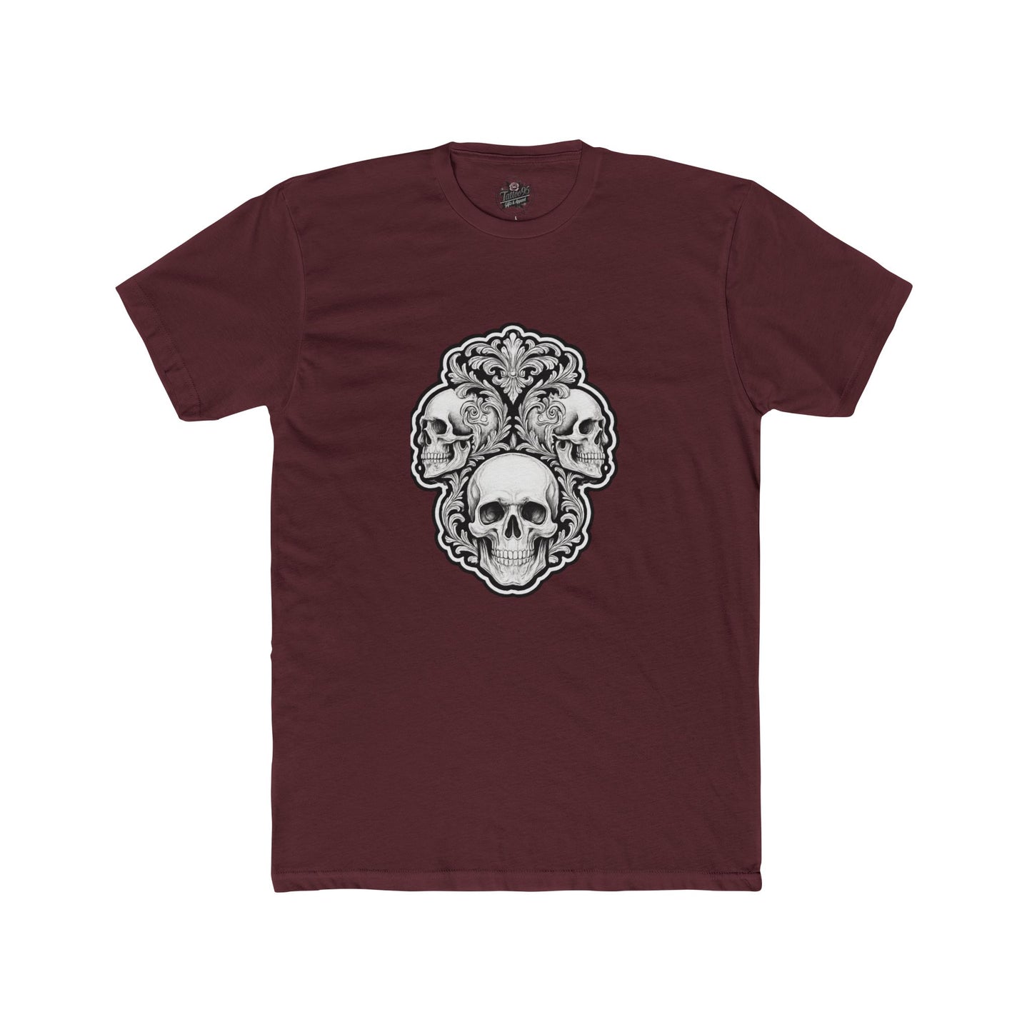 Skulls Filigree Crew Tee — Unisex Cotton Skull Filigree T-Shirt