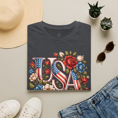 Floral USA 250th T-Shirt — Happy Birthday America