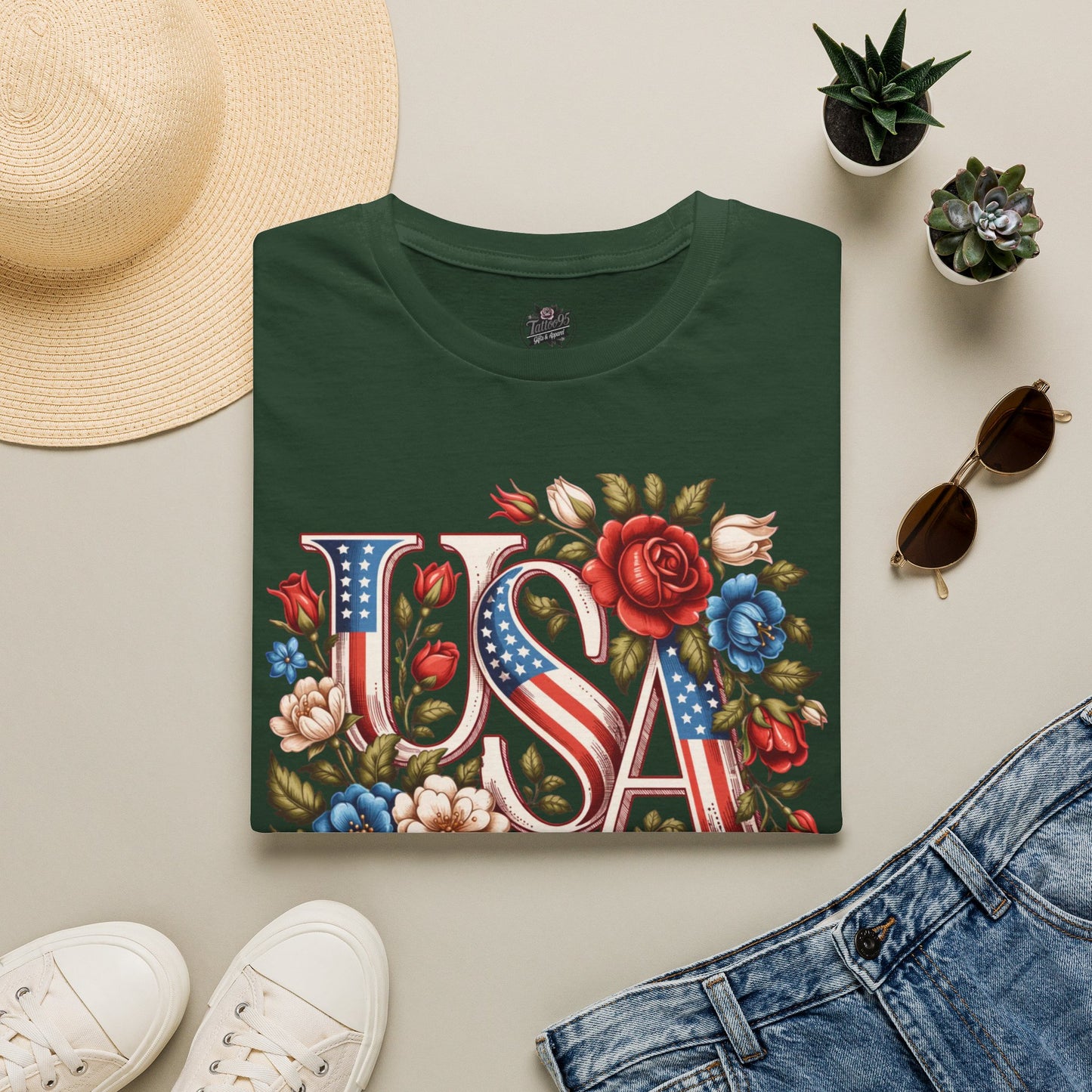 Floral USA 250th T-Shirt — Happy Birthday America